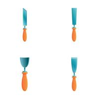 Chisel icons set cartoon vector. Metal chisel of various shape vector