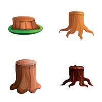 Tree cutting icons set cartoon vector. Deforestation vector