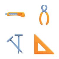 Building tool icons set cartoon vector. Various tool for construction and repair vector