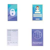Cyber security icons set cartoon vector. Personal data protection vector