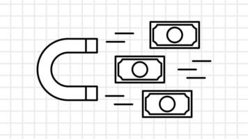Lineart Whiteboard of Money Magnet. Suitable for Business Content motivation. vector
