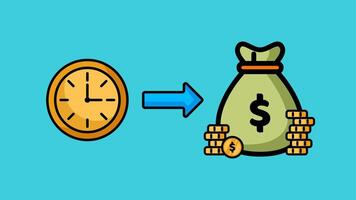 Illustration graphic of Time is Money in flat cartoon style. Suitable to place on business motivation content vector