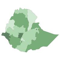 Ethiopia map. Map of Ethiopia in administrative provinces in multicolor vector