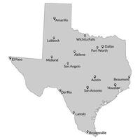 Texas state map. Map of the U.S. state of Texas. vector