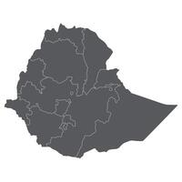 Ethiopia map. Map of Ethiopia in administrative provinces in grey color vector