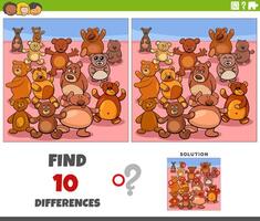 differences activity with cartoon teddy bears group vector