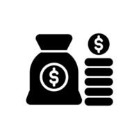 money bag with a stack of coins icon vector