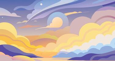 Vibrant Abstract Sky Illustration with Colorful Clouds and Sunset Hues in Art vector