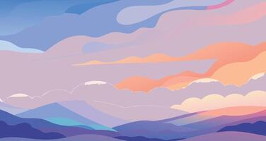 Vibrant Abstract Sky Illustration with Colorful Clouds and Sunset Hues in Art vector