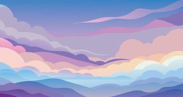 Vibrant Abstract Sky Illustration with Colorful Clouds and Sunset Hues in Art vector