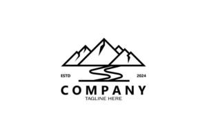 mountain logo design Minimalist mountain range logo with a winding path. Ideal for businesses focused on journey, growth, and exploration, adventure, travel, and outdoor brands vector
