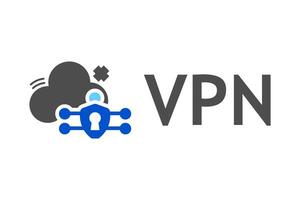 Vpn logo with a cloud and a cloud vector