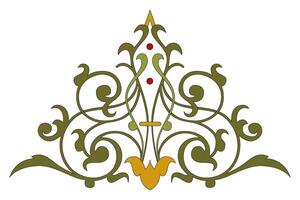 Vintage floral calligraphic floral vignette scroll corners ornamental design elements black and color set isolated illustration vector