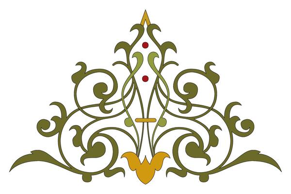 Vintage floral calligraphic floral vignette scroll corners ornamental design elements black and color set isolated illustration