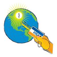 power of credit and debit card credit card functioning all over the world vector