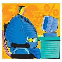 a Businessman sitting in front of the computer illustration. vector