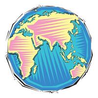 hand drawn abstract Clipart of Global earth planet map vector