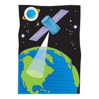 Satellite placed in orbit around the earth or moon or another planet in order to collect information or for communication vector