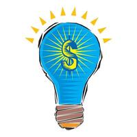 Light bulb with dollar symbol business concept, icon. vector