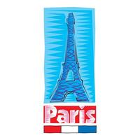 Clipart of Paris Colorful hand drawn Eiffel tower isolated on blue background vector