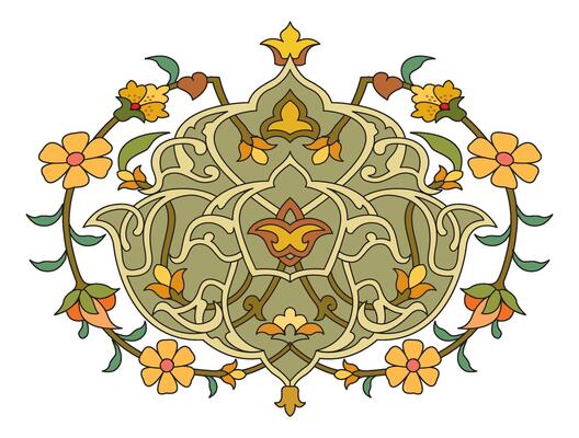 Vintage floral calligraphic floral vignette scroll corners ornamental design elements black and color set isolated illustration