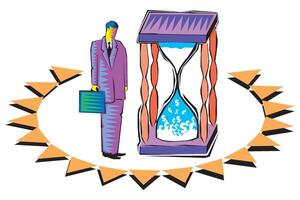 Clip Art of Sand running through the bulbs of an hourglass measuring the passing time in a countdown to a deadline vector