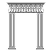 3D Ancient theater with four columns isolated on white background vector