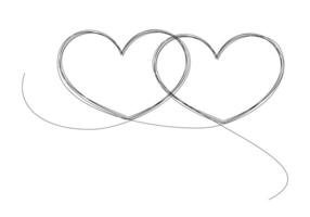 Artistic love symbol of single continuous line. Hand drawing of one heart shape. vector