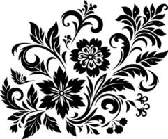Flower design elements silhouette pattern, black and white decorative Floral design Silhouette Motif Pattern vector