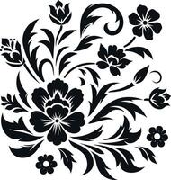 Flower design elements silhouette pattern, black and white decorative Floral design Silhouette Motif Pattern vector