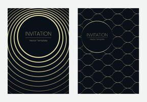 Luxury gala invitation card background . Golden elegant wavy gold line pattern on background vector