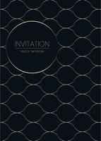 Luxury gala invitation card background . Golden elegant wavy gold line pattern on background vector