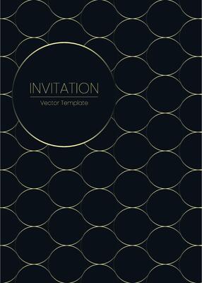 Luxury gala invitation card background . Golden elegant wavy gold line pattern on background
