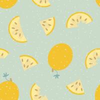 Seamless pattern with retro style textured melons. Perfect print for card, label, textile, fabric, paper. Hand drawn illustration. vector