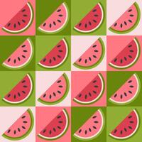 Pattern with abstract watermelons in geometric minimalistic style. Perfect print for card, label, textile, fabric, paper. Hand drawn illustration. vector