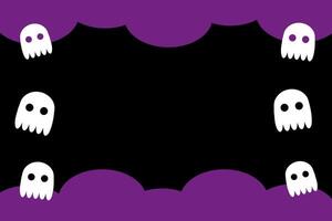 Ghosts on the cloud sky background Halloween banner with empty copy space. Spooky design for card, invitation, label, sale. Hand drawn illustration. vector