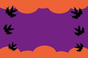Bats on the cloud sky background Halloween banner with empty copy space. Spooky design for card, invitation, label, sale. Hand drawn illustration. vector