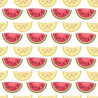 Summer seamless pattern with melon and watermelon slices. Perfect art background for banner, card, textile, fabric, paper, sale. Hand drawn illustration. vector