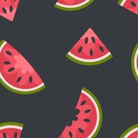 Flat style summer watermelon slices seamless pattern. Perfect art background for textile, fabric, paper, sale, card. Hand drawn illustration. vector