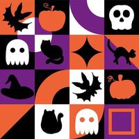 Magic Halloween flat checkered seamless pattern. Geometric background template for banner, cover, label, textile, fabric, paper. Hand drawn illustration. vector