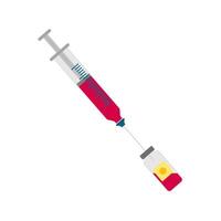 syringe with vaccine bottle flat design illustration isolated on white background. Medical And Healthcare Icon In Flat Design Style. Syringe and medicine bottle vector