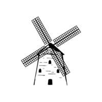 windmill silhouette design. traditional building in Holland. vector