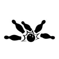 bowling icon design. strike ball in skittles, play game concept, sign and symbol. vector
