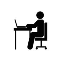 Icon of man in front of laptop to work in office. businessman sign and symbol. vector