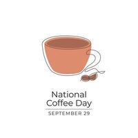 National Coffee Day design template good for celebration usage. National Coffee Day design. Continuous line drawing. eps 10. vector