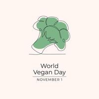 World Vegan Day design template good for celebration usage. World Vegan Day design. Continuous line drawing. eps 10. vector