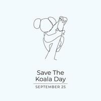 Save The Koala Day design template good for celebration usage. Save The Koala Day design. Continuous line drawing. eps 10. vector