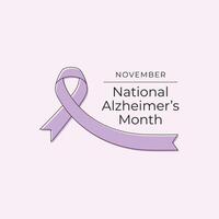 National Alzheimers Disease Awareness Month design template good for celebration usage. Purple ribbon design. Continuous line drawing. eps 10. vector