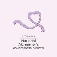 National Alzheimers Disease Awareness Month design template good for celebration usage. Purple ribbon design. Continuous line drawing. eps 10. vector