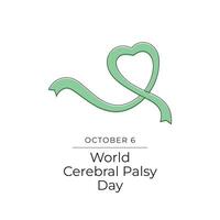 World Cerebral Palsy Day design tenplate good for celebration usage. World Cerebral Palsy Day design. Green ribbon design. Continuous line drawing. eps 10. vector